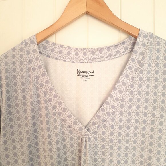 Pajamagram Naturally Nude Pajamas Light Blue Geo Print Size MT Tall - Picture 8 of 16
